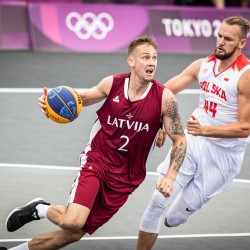 Tokija2020: Basketbols 3x3, LAT-POL. Foto: LOK/Mikus Kļaviņš