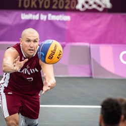 Tokija2020: Basketbols 3x3, LAT-POL. Foto: LOK/Mikus Kļaviņš