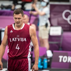 Tokija2020: Basketbols 3x3, LAT-POL. Foto: LOK/Mikus Kļaviņš