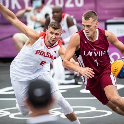 Tokija2020: Basketbols 3x3, LAT-POL. Foto: LOK/Mikus Kļaviņš