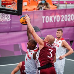 Tokija2020: Basketbols 3x3, LAT-POL. Foto: LOK/Mikus Kļaviņš