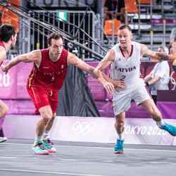 Tokija2020: Basketbols 3x3, LAT-BEL. Foto: LOK/Mikus Kļaviņš