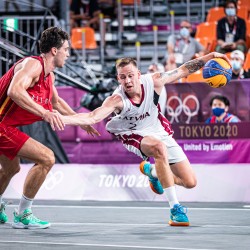 Tokija2020: Basketbols 3x3, LAT-BEL. Foto: LOK/Mikus Kļaviņš