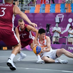 Tokija2020: Basketbols 3X3, LAT-CHN. Foto: LOK/ Ilmārs Znotiņš