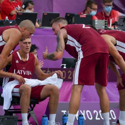 Tokija2020: Basketbols 3X3, LAT-CHN. Foto: LOK/ Ilmārs Znotiņš