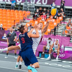 Tokija2020: Basketbols 3x3, LAT-SRB. Foto: LOK/ Mikus Kļaviņš