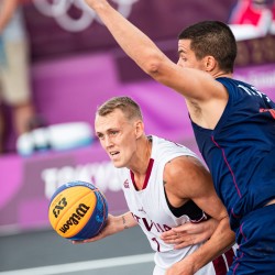 Tokija2020: Basketbols 3x3, LAT-SRB. Foto: LOK/ Mikus Kļaviņš