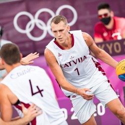 Tokija2020: Basketbols 3x3, LAT-SRB. Foto: LOK/ Mikus Kļaviņš