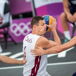 Tokija2020: Basketbols 3x3, LAT-SRB. Foto: LOK/ Mikus Kļaviņš