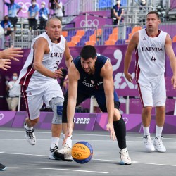 Tokija2020: Basketbols 3x3, LAT-SRB. Foto: LOK/ Ilmārs Znotiņš