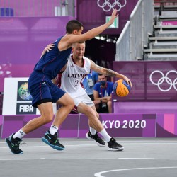 Tokija2020: Basketbols 3x3, LAT-SRB. Foto: LOK/ Ilmārs Znotiņš