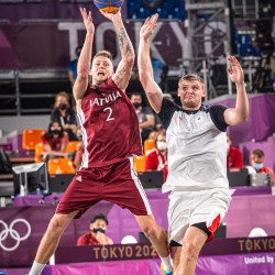 Tokija2020: Basketbols 3x3, LAT-ROC. Foto: LOK/ Mikus Kļaviņš