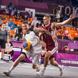 Tokija2020: Basketbols 3x3, LAT-ROC. Foto: LOK/ Mikus Kļaviņš