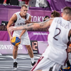 Tokija2020: Basketbols 3x3, LAT-NED. Foto: LOK/ Mikus Kļaviņš