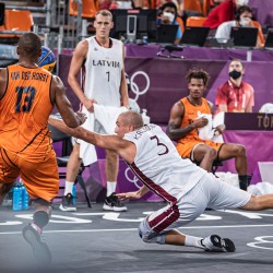 Tokija2020: Basketbols 3x3, LAT-NED. Foto: LOK/ Mikus Kļaviņš