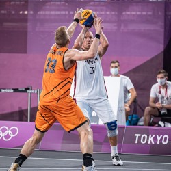 Tokija2020: Basketbols 3x3, LAT-NED. Foto: LOK/ Mikus Kļaviņš