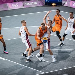 Tokija2020: Basketbols 3x3, LAT-NED. Foto: LOK/ Mikus Kļaviņš