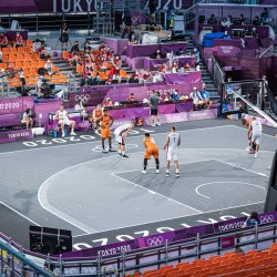 Tokija2020: Basketbols 3x3, LAT-NED. Foto: LOK/ Mikus Kļaviņš