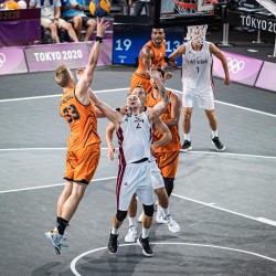 Tokija2020: Basketbols 3x3, LAT-NED. Foto: LOK/ Mikus Kļaviņš