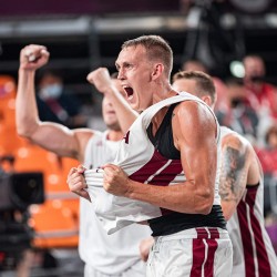 Tokija2020: Basketbols 3x3, LAT-JPN. Foto: LOK/ Mikus Kļaviņš