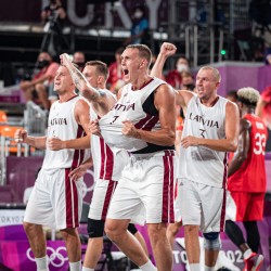 Tokija2020: Basketbols 3x3, LAT-JPN. Foto: LOK/ Mikus Kļaviņš