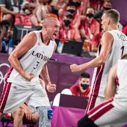 Tokija2020: Basketbols 3x3, LAT-JPN. Foto: LOK/ Mikus Kļaviņš