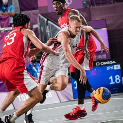 Tokija2020: Basketbols 3x3, LAT-JPN. Foto: LOK/ Mikus Kļaviņš