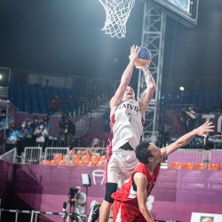 Tokija2020: Basketbols 3x3, LAT-JPN. Foto: LOK/ Mikus Kļaviņš