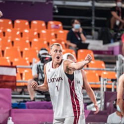 Tokija2020: Basketbols 3x3, LAT-JPN. Foto: LOK/ Mikus Kļaviņš