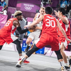 Tokija2020: Basketbols 3x3, LAT-JPN. Foto: LOK/ Mikus Kļaviņš