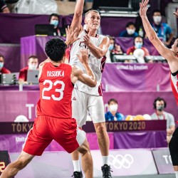 Tokija2020: Basketbols 3x3, LAT-JPN. Foto: LOK/ Mikus Kļaviņš