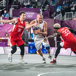 Tokija2020: Basketbols 3x3, LAT-JPN. Foto: LOK/ Mikus Kļaviņš