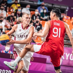 Tokija2020: Basketbols 3x3, LAT-JPN. Foto: LOK/ Mikus Kļaviņš