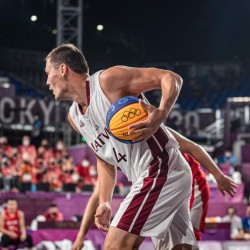 Tokija2020: Basketbols 3x3, LAT-JPN. Foto: LOK/ Mikus Kļaviņš