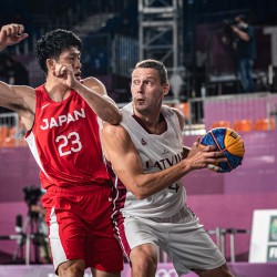 Tokija2020: Basketbols 3x3, LAT-JPN. Foto: LOK/ Mikus Kļaviņš