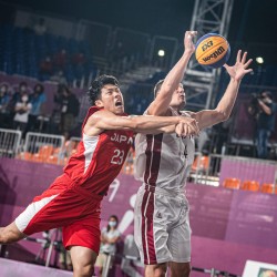 Tokija2020: Basketbols 3x3, LAT-JPN. Foto: LOK/ Mikus Kļaviņš