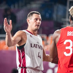 Tokija2020: Basketbols 3x3, LAT-JPN. Foto: LOK/ Mikus Kļaviņš