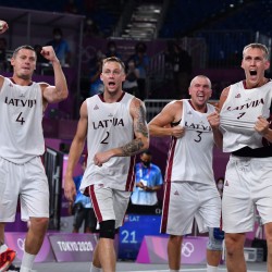 Tokija2020: Basketbols 3x3, LAT-JPN. Foto: LOK/ Ilmārs Znotiņš