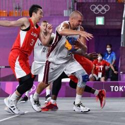 Tokija2020: Basketbols 3x3, LAT-JPN. Foto: LOK/ Ilmārs Znotiņš