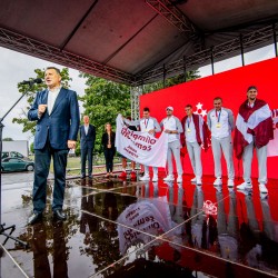 Olimpisko čempionu - 3x3 basketbolistu - sagaidīšana. Foto: Renārs Koris