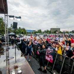 Olimpisko čempionu - 3x3 basketbolistu - sagaidīšana. Foto: Renārs Koris