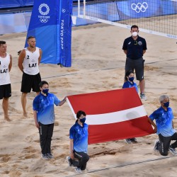 Tokija2020: Pludmales volejbols (Pļaviņš/ Točs, LAT-NOR). Foto: LOK/ Ilmārs Znotiņš